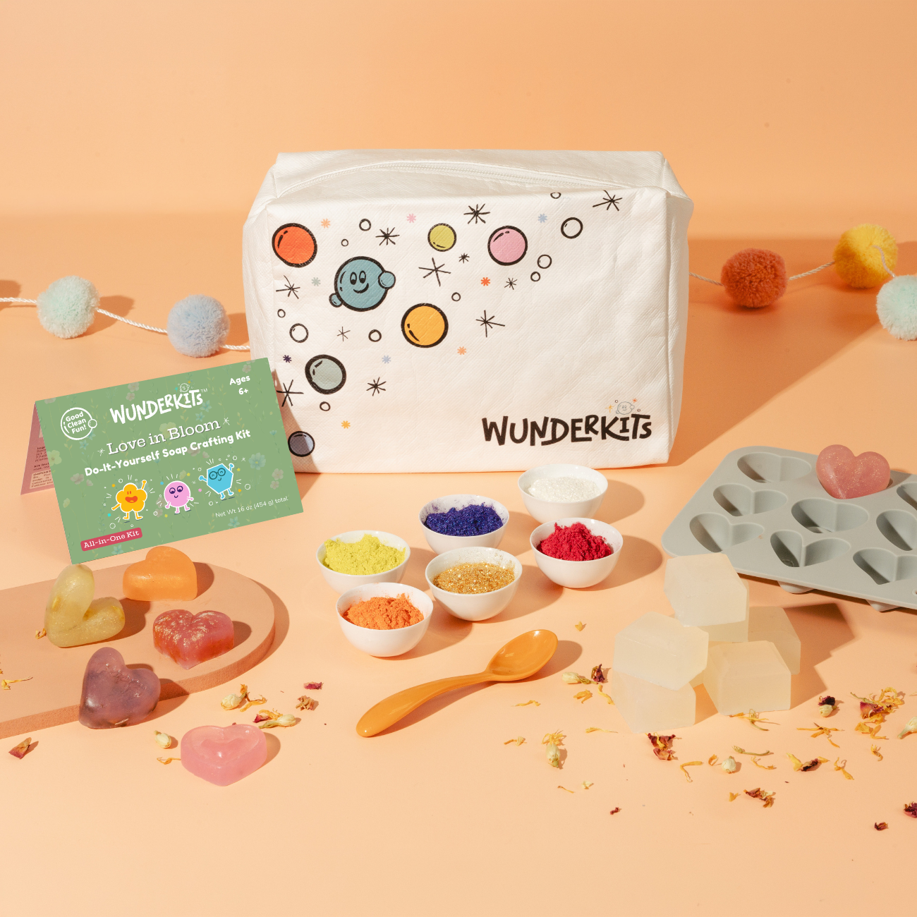 Love in Bloom Soap Kit on table with contents